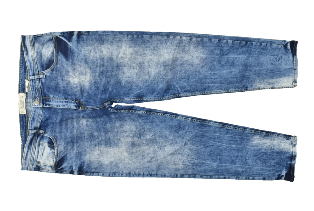 Jeanius Akademiks Men's Blue Distressed Jeans Regular Size 38x32 Straight Fit
